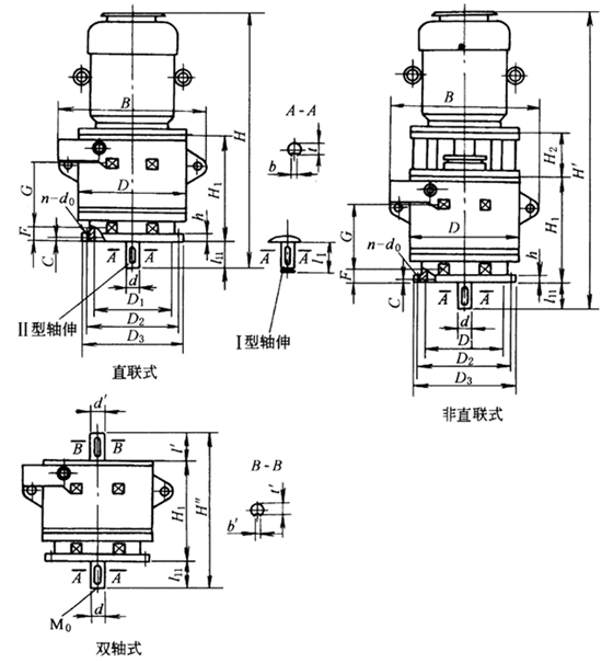 LC型立式兩級(jí)硬齒面圓柱齒輪減速器外形、安裝尺寸
