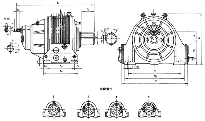 ZZLP型行星齒輪減速機(jī)外形及安裝尺寸