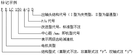 LC型立式兩級(jí)硬齒面圓柱齒輪減速器型號(hào)說(shuō)明(HG5-746-78)